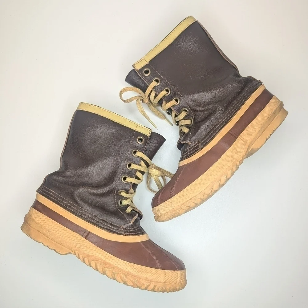 Vintage Sorel Kaufman Canada Arctic Pac wool lined boots brown women's size 6